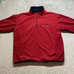 Chaps Ralph Lauren Sweater Mens XL‎ Red Long Sleeve 1/4 Zip Mock Neck Preppy